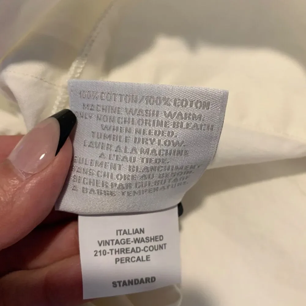 Restoration Hardware Cream Italian Vintage Washed Standard Pillowcase Set of 2